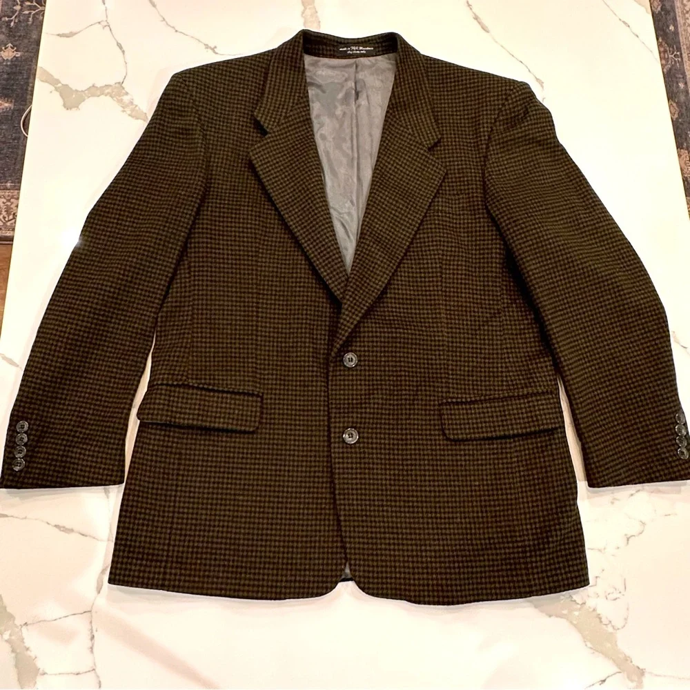 Zylos George Machado Cashmere Houndstooth Blazer Mens 42R Sport Coat Jacket